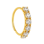 7 Stones Thick Gold Nose Ring for pierced and non pierced nose