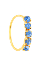 Blue 5 Stone Thin Gold Nose Ring for pierced and non pierced nose