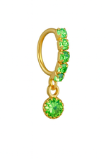 Green 5 Stone Big Gem Dangle Gold Nose Ring For a Pierced Nose