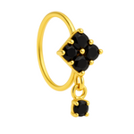 Black Square Small Gem Dangle Gold Nose Ring For A Pierced Nose