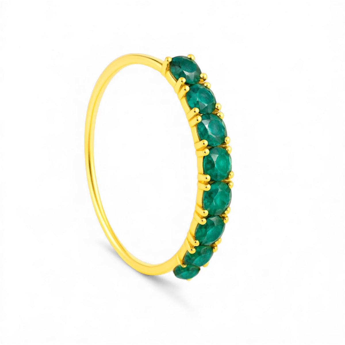 Teal 8 Stone Thin Gold Nose Ring for pierced and non pierced nose