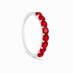 Red 8 Stone Silver Nose Ring for pierced nose and non pierced nose