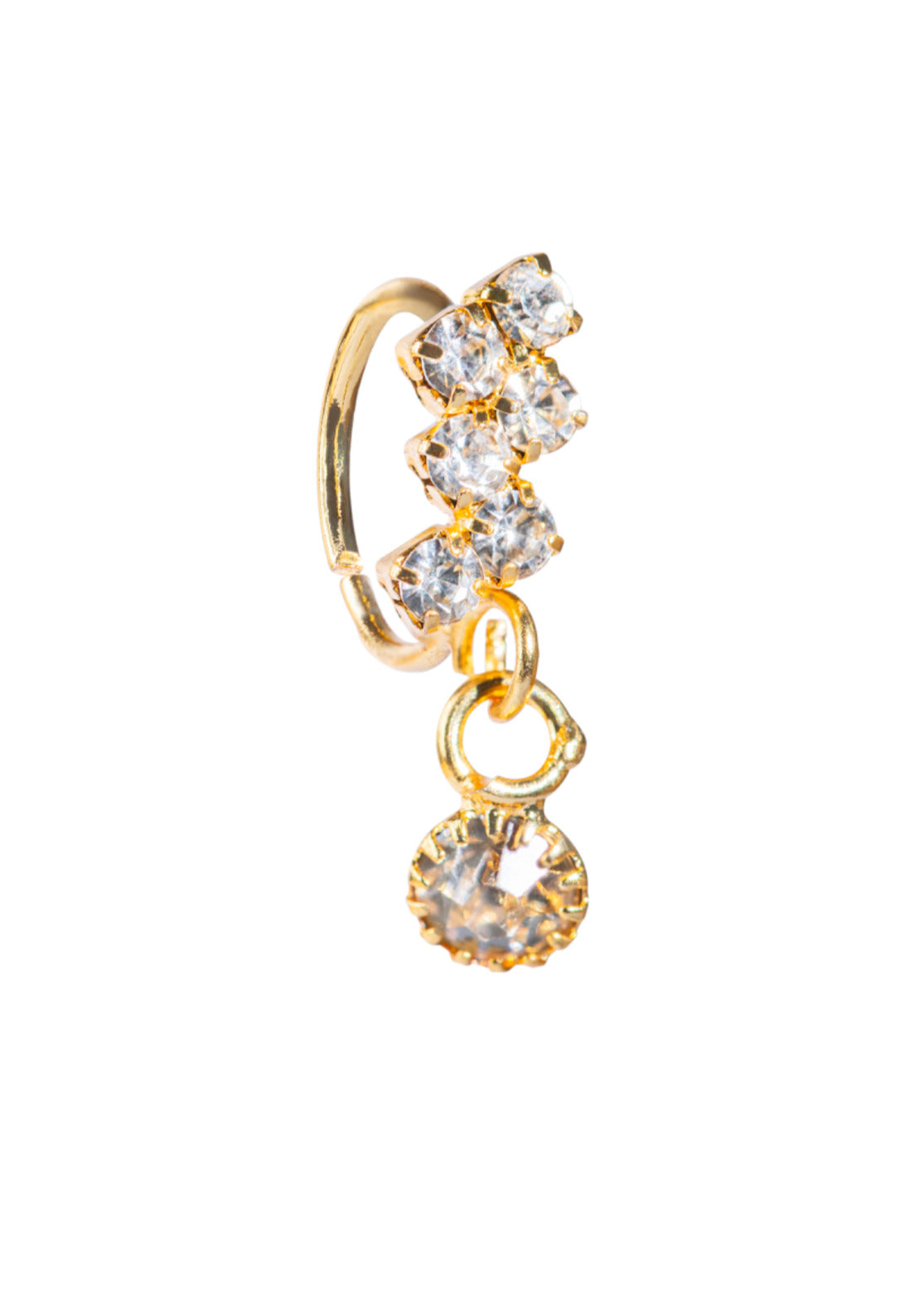 Zig Zag Gold Big Gem Dangle Nose Ring for pierced nose