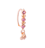Pink Stone Dangle Rose Gold Nose ring for pierced nose