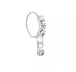 3 Stone Silver Dangle Nose Ring For a Pierced Nose