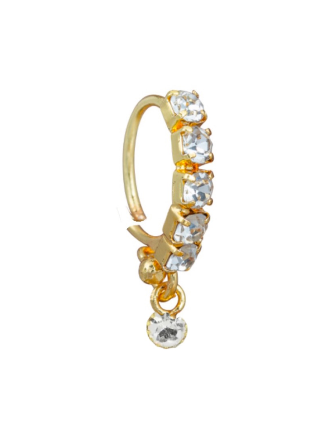 5 stone big gem dangle gold nose ring for pierced nose
