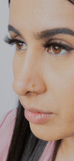Gold Ball Nose Ring For Pierced & Non Pierced Nose