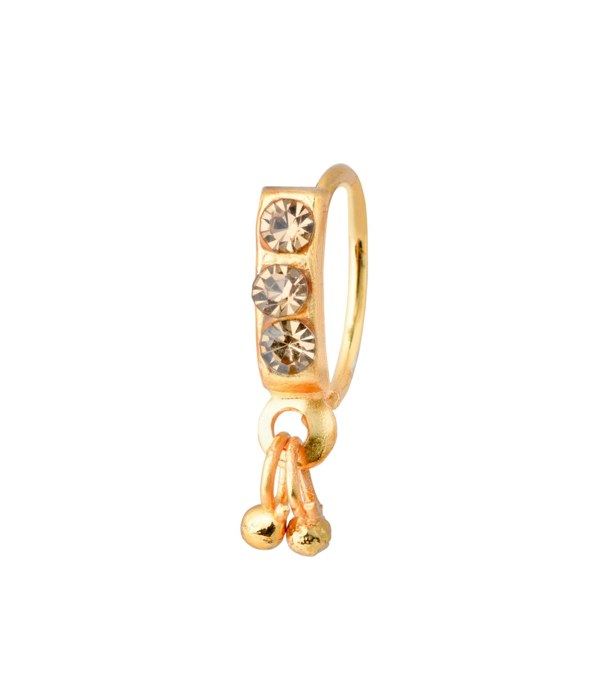 Gold Stone Ball Dangle nose ring for pierced nose