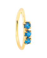 Teal 3 stone Gold Nose Ring for pierced and non pierced nose